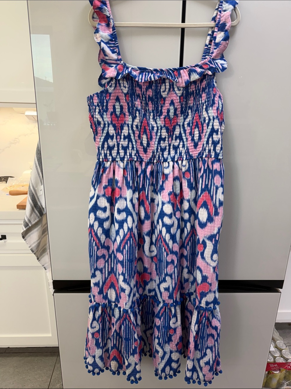 Blue and Pink Women's Smocked Sundress